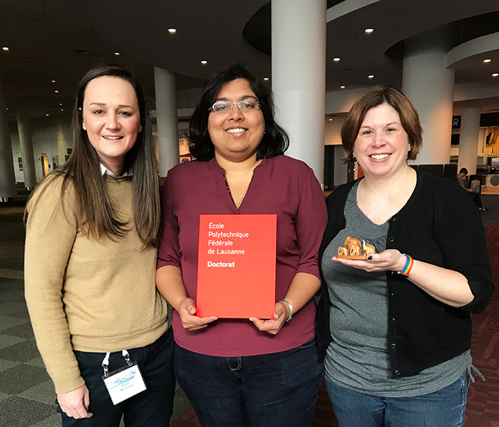 Swathi Krishna poses with Karen Mulleners and Melissa Green